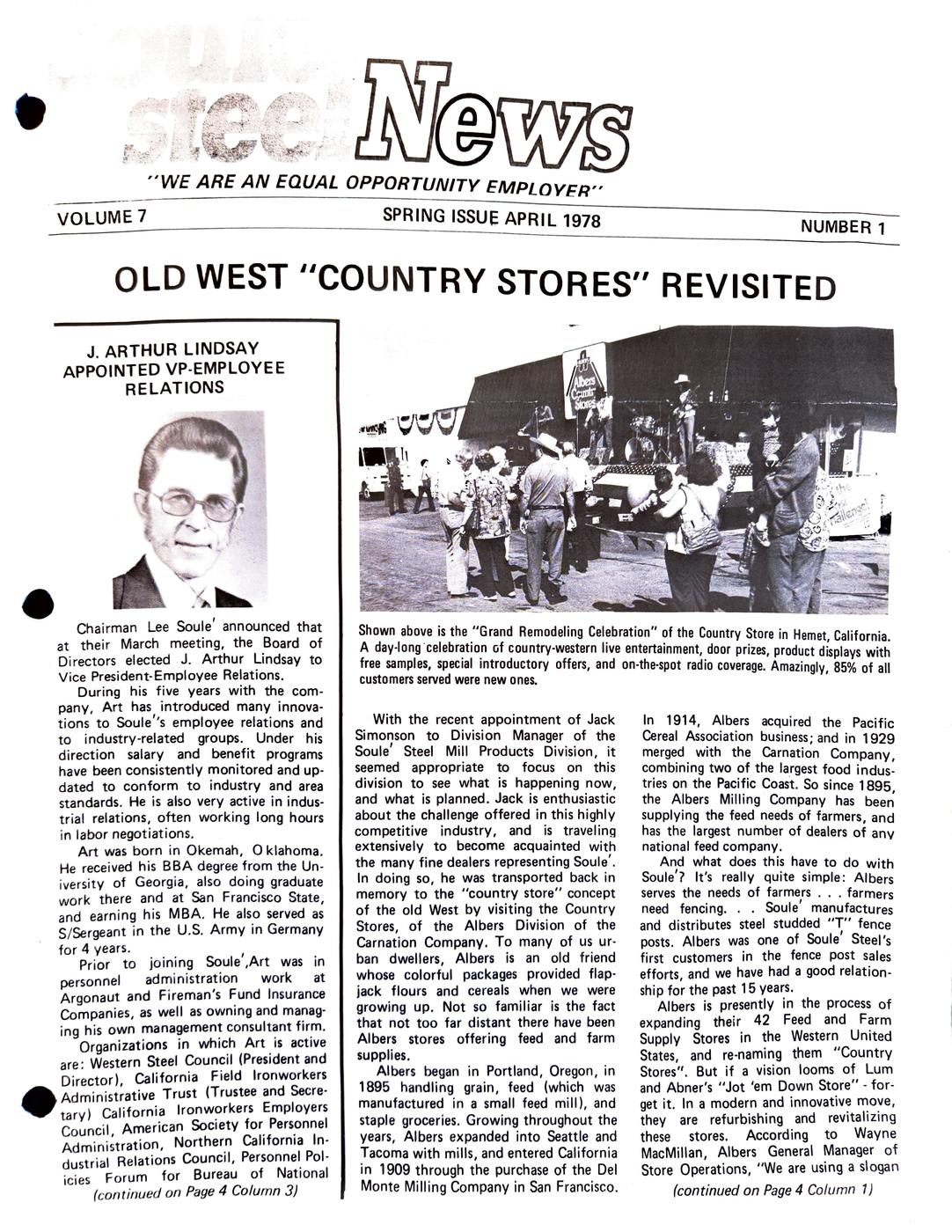 Spring 1978 newsletter, page 1