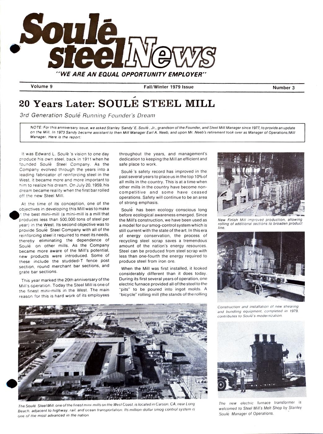 Fall / Winter 1979 newsletter, page 1