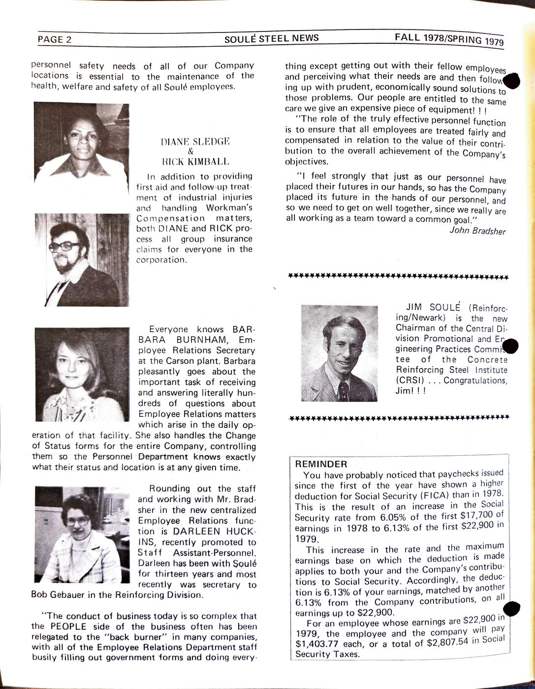 Spring 1979 newsletter, page 2