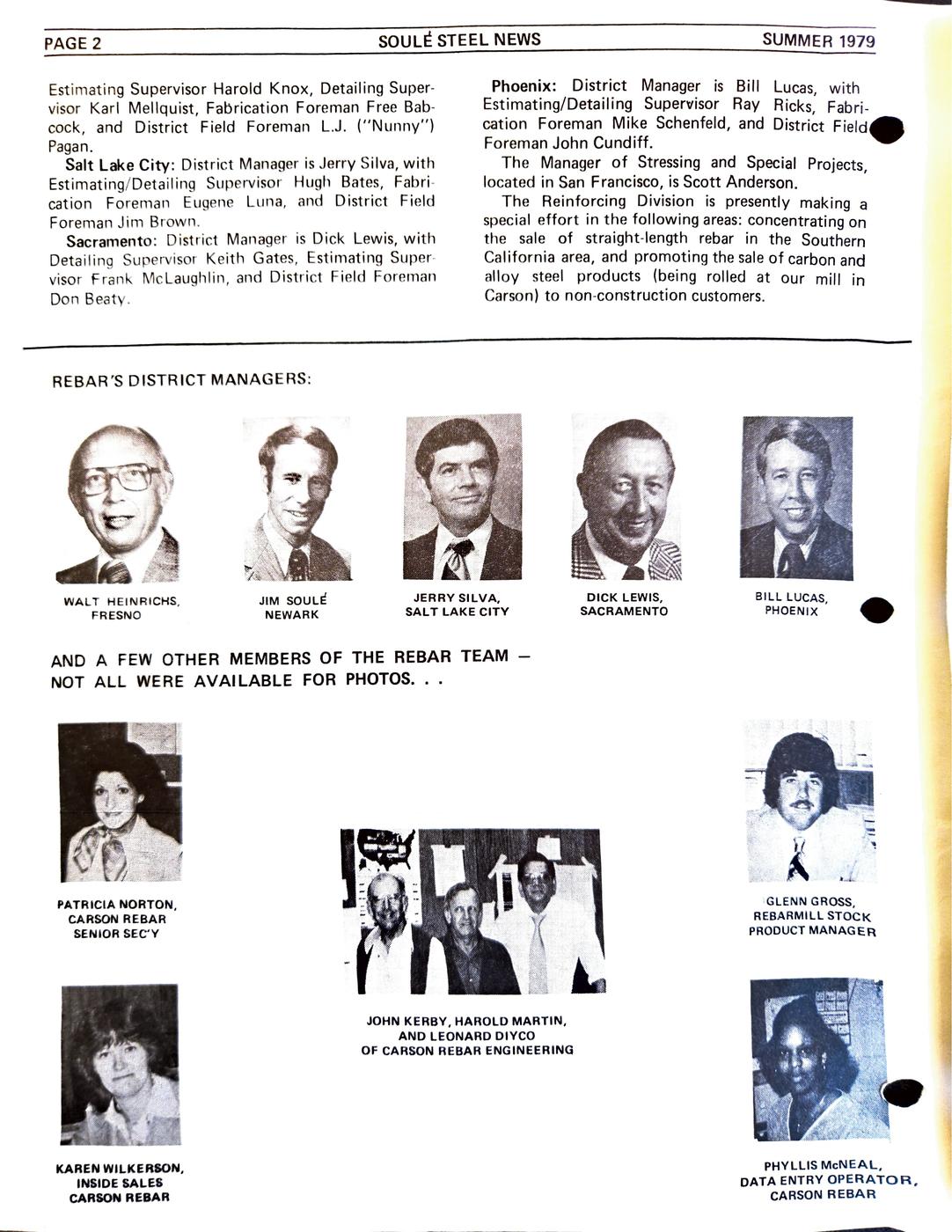 Summer 1979 newsletter, page 2