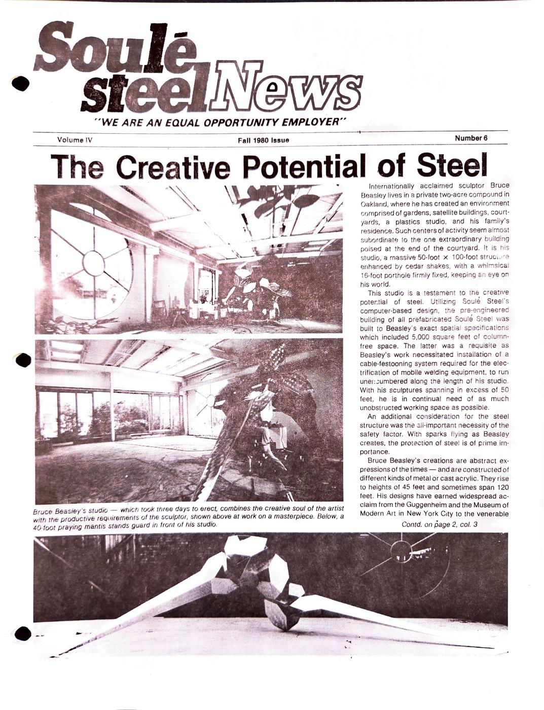 Fall 1980 newsletter, page 1