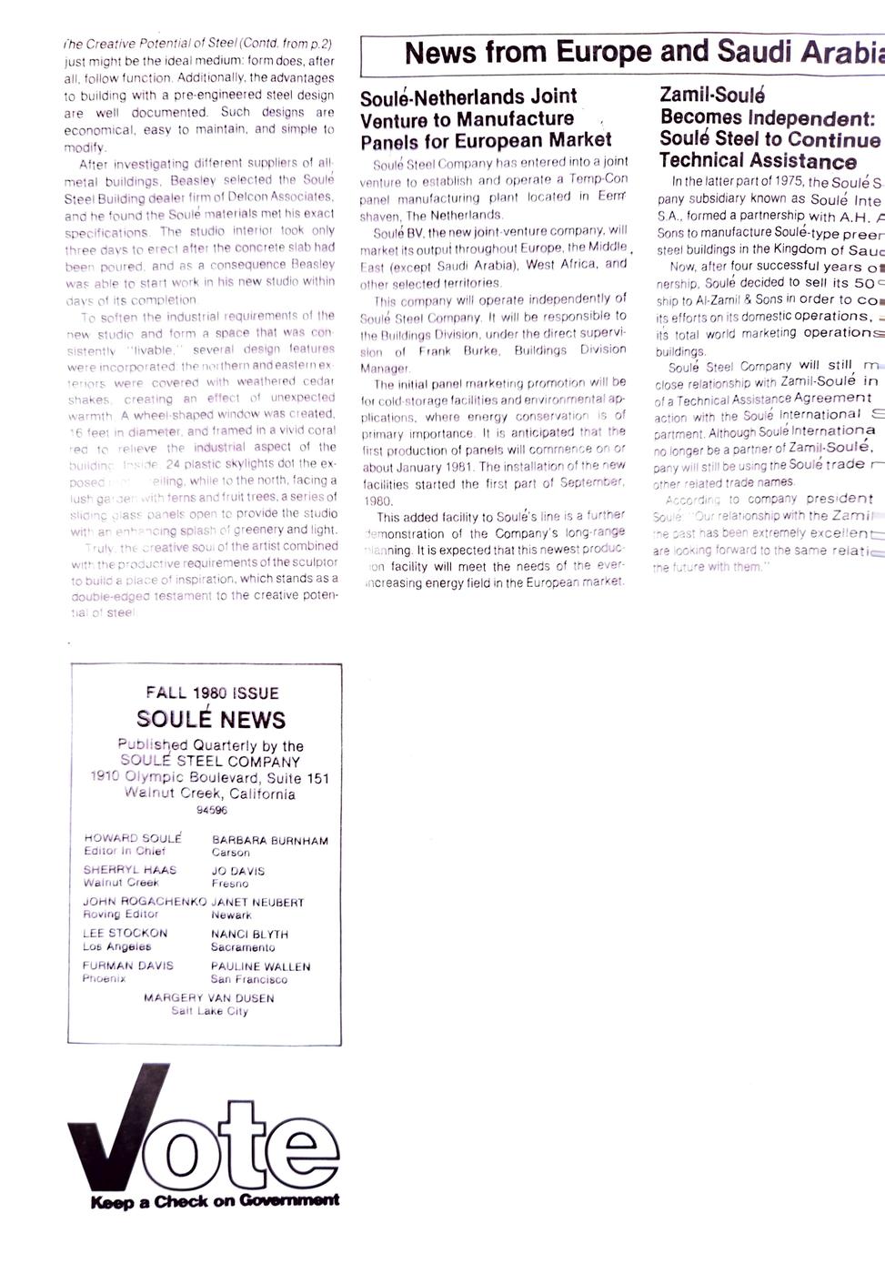 Fall 1980 newsletter, page 6