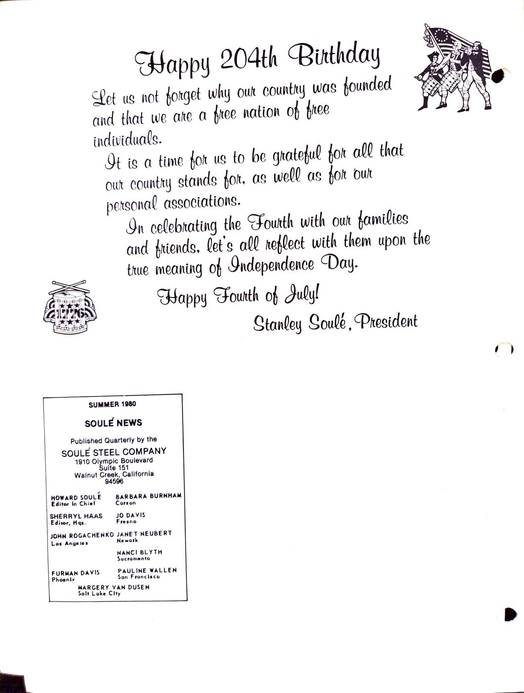 Summer 1980 newsletter, page 6