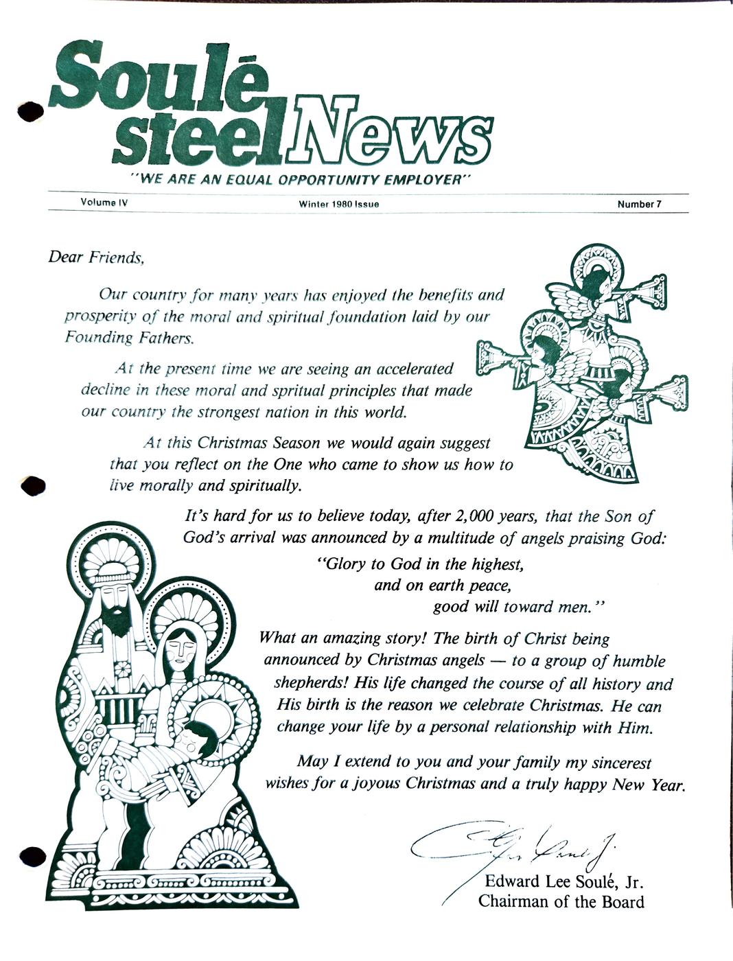 Winter 1980 newsletter, page 1