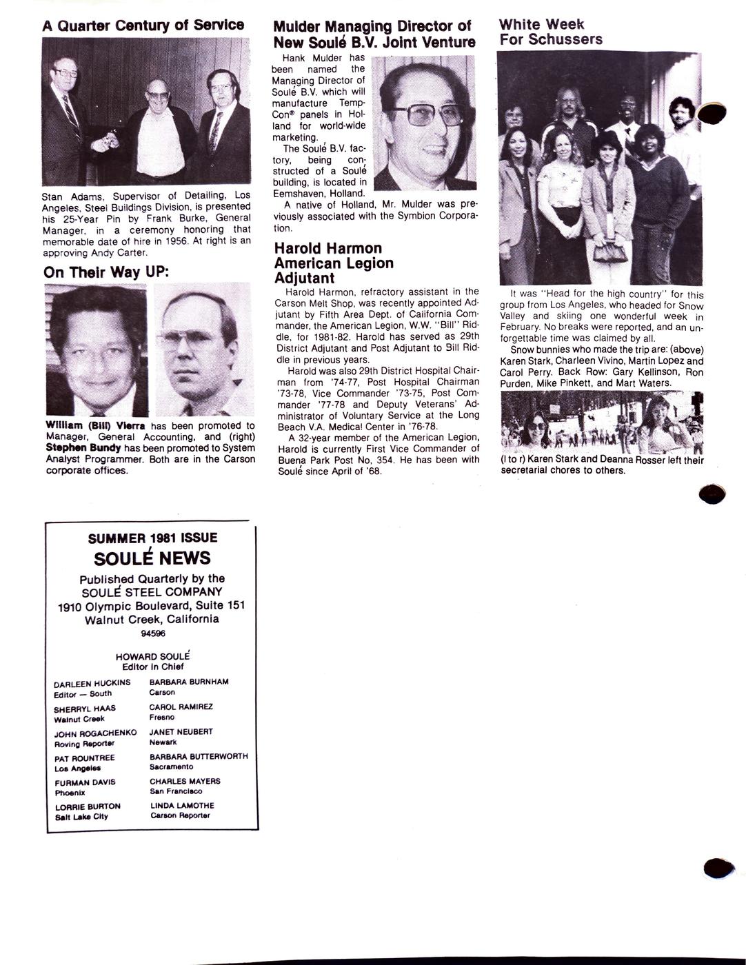 Summer 1981 newsletter, page 6