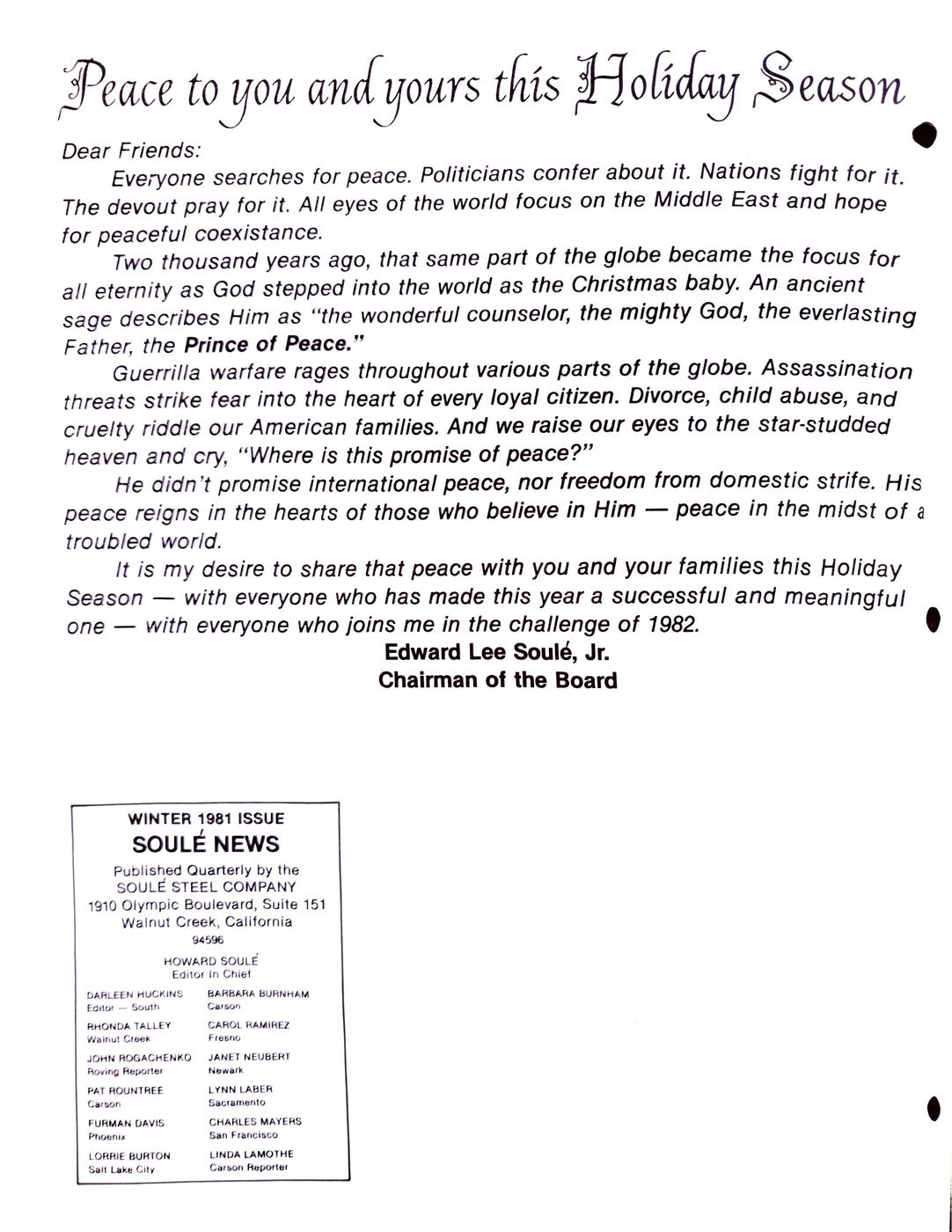 Winter 1981 newsletter, page 6