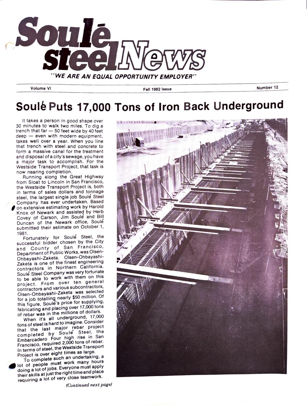 Fall 1982 newsletter, page 1
