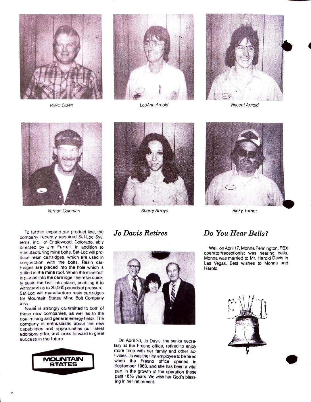 Summer 1982 newsletter, page 2