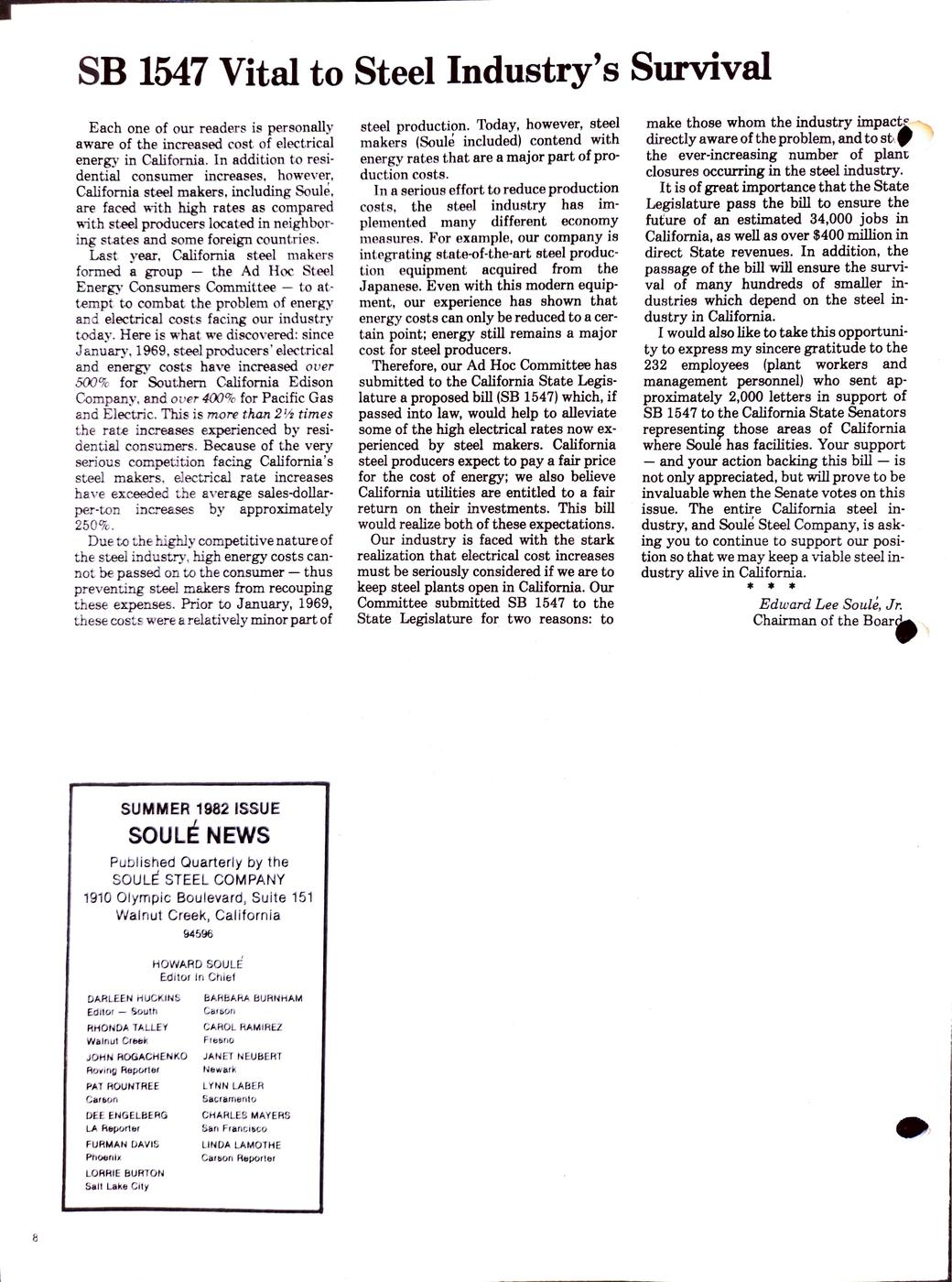 Summer 1982 newsletter, page 8
