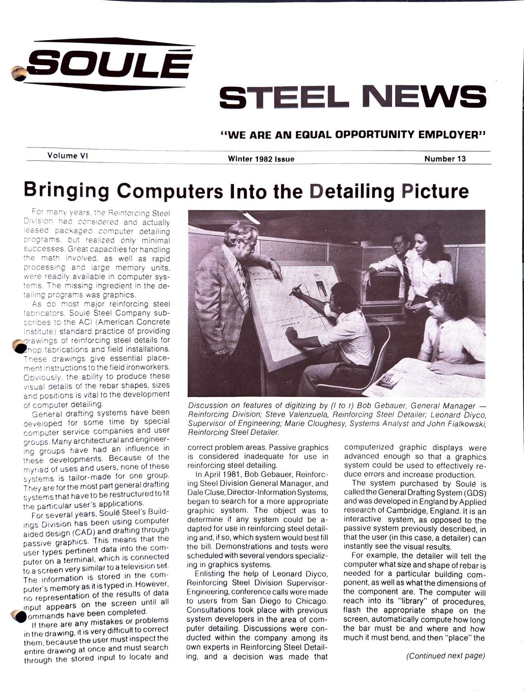 Winter 1982 newsletter, page 1