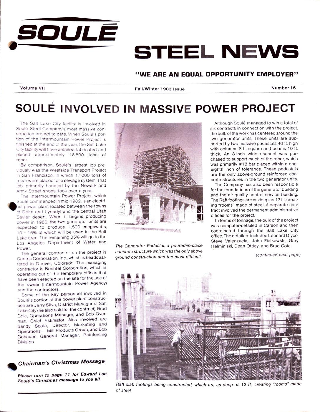 Fall / Winter 1983 newsletter, page 1