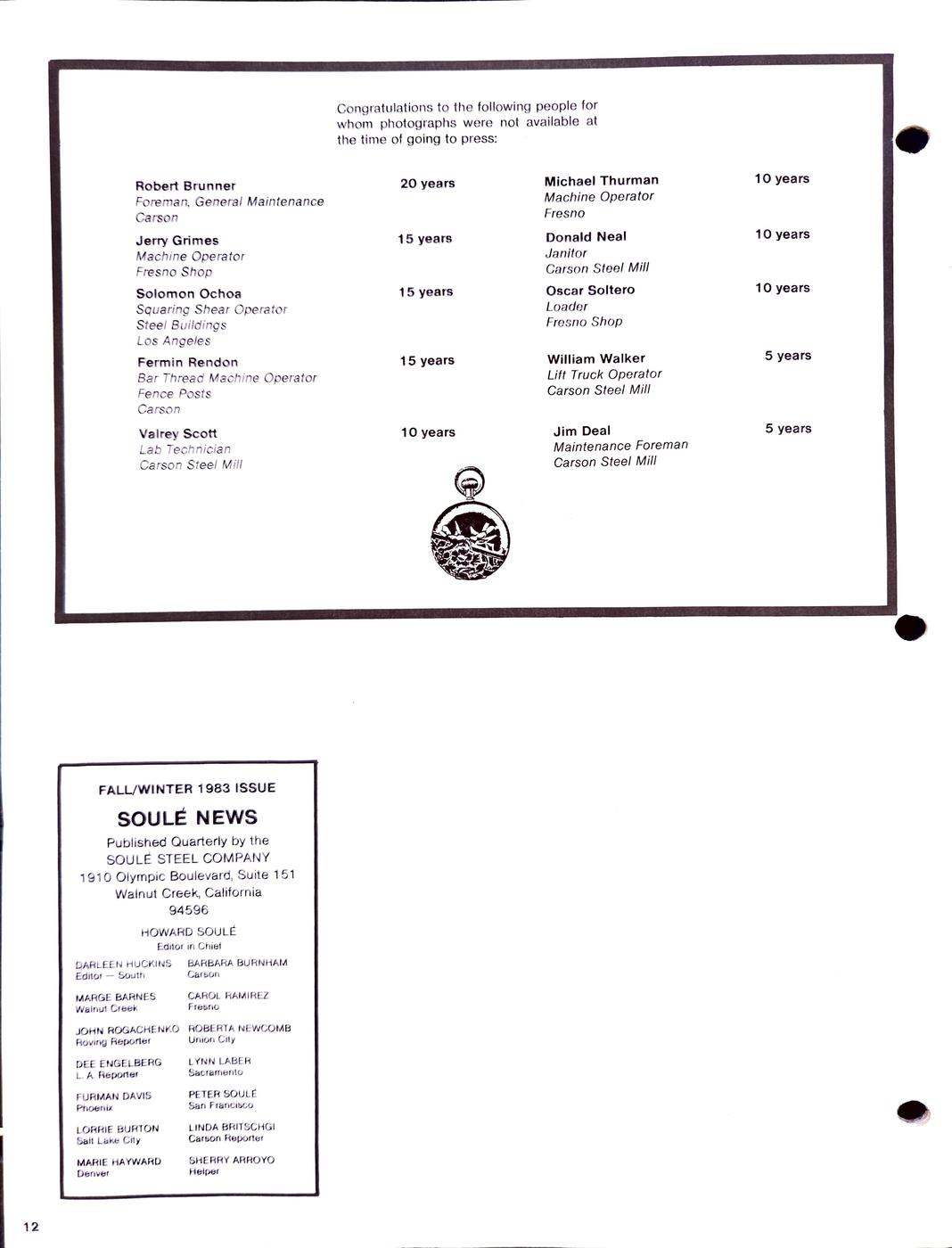 Fall / Winter 1983 newsletter, page 12
