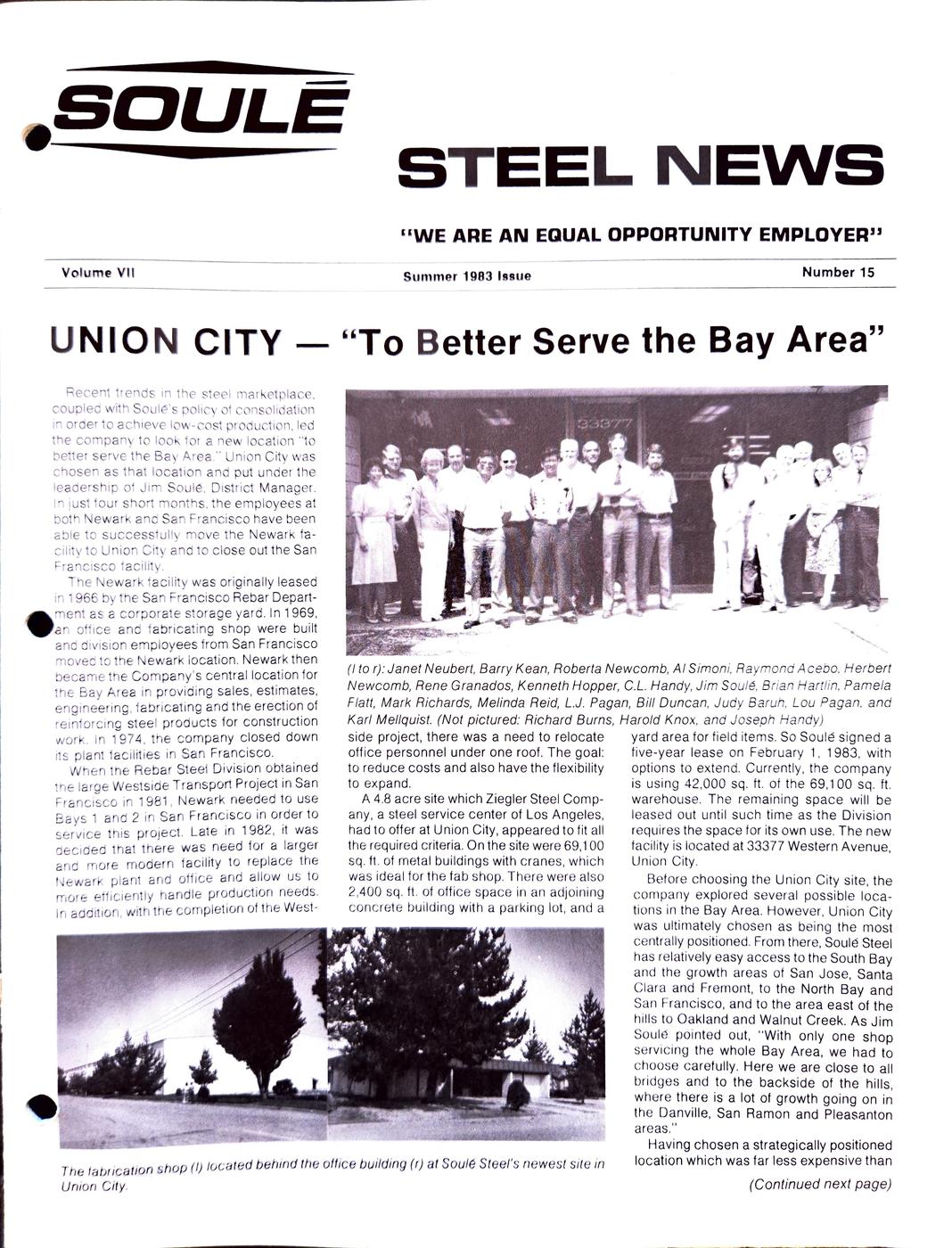 Summer 1983 newsletter, page 1