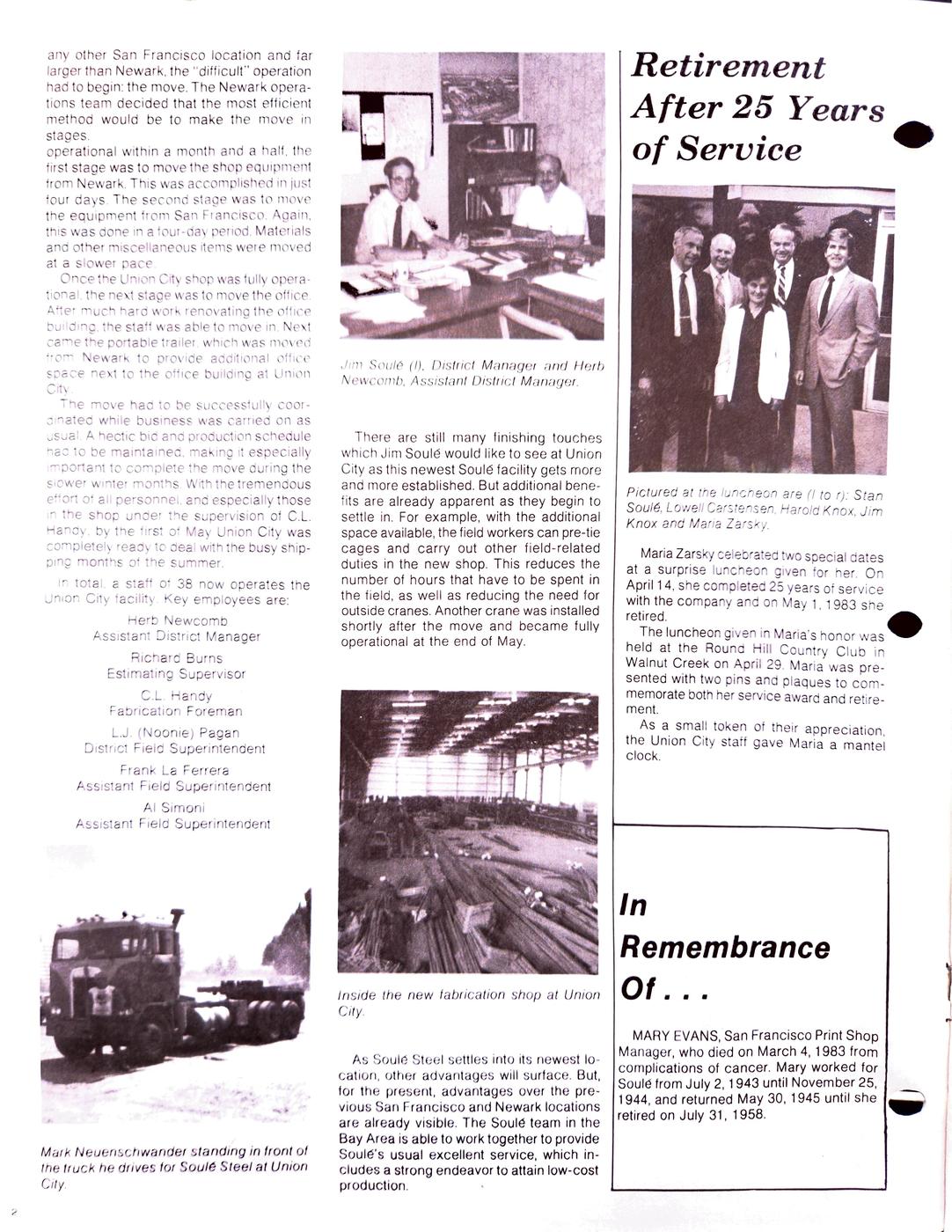 Summer 1983 newsletter, page 2