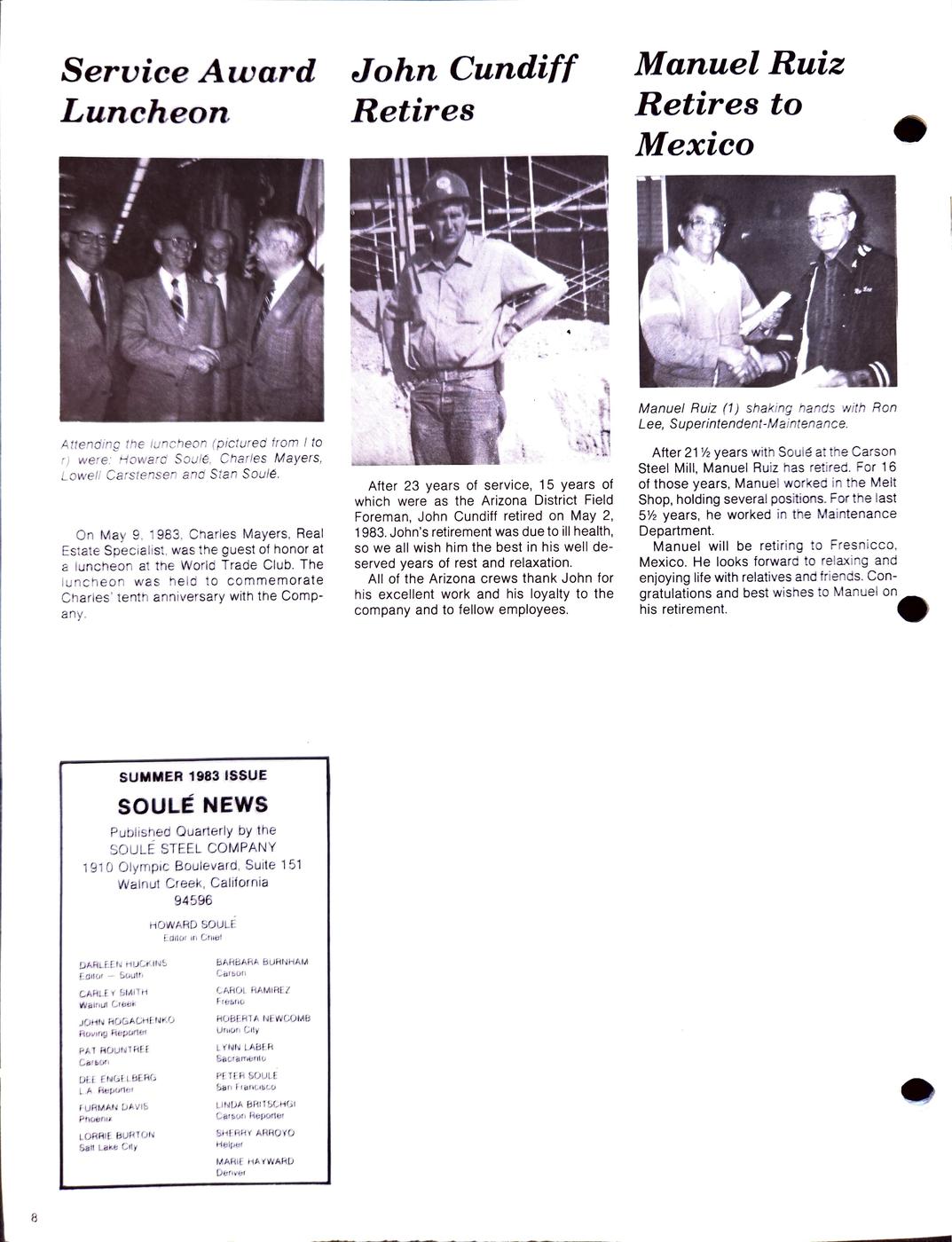 Summer 1983 newsletter, page 8