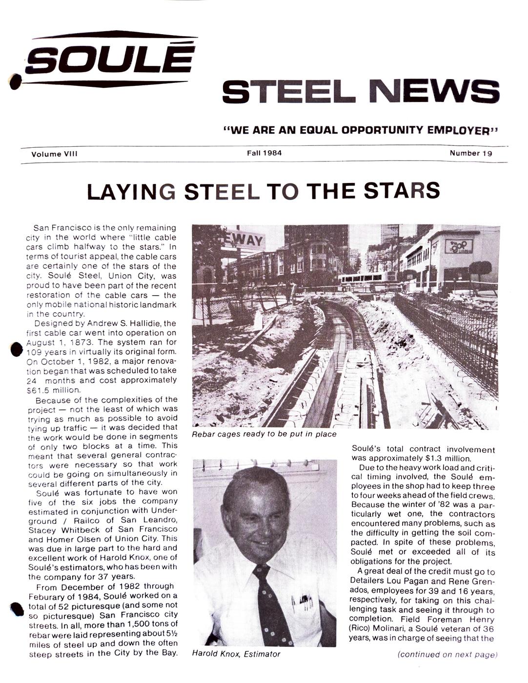 Fall 1984 newsletter, page 1