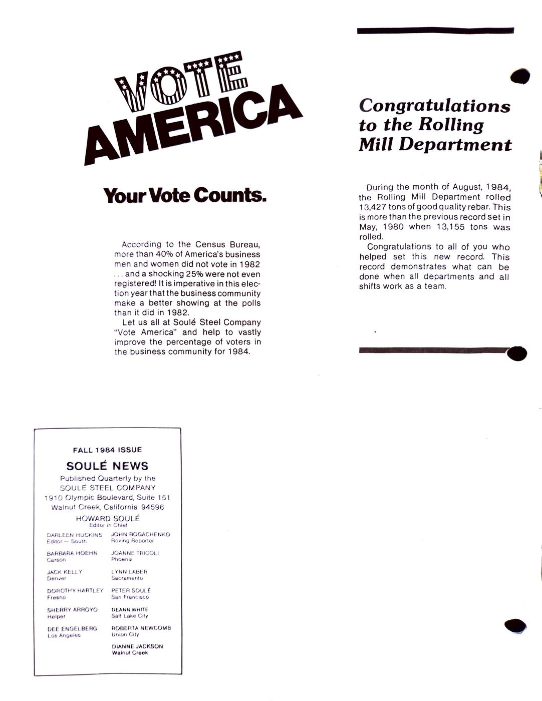 Fall 1984 newsletter, page 8
