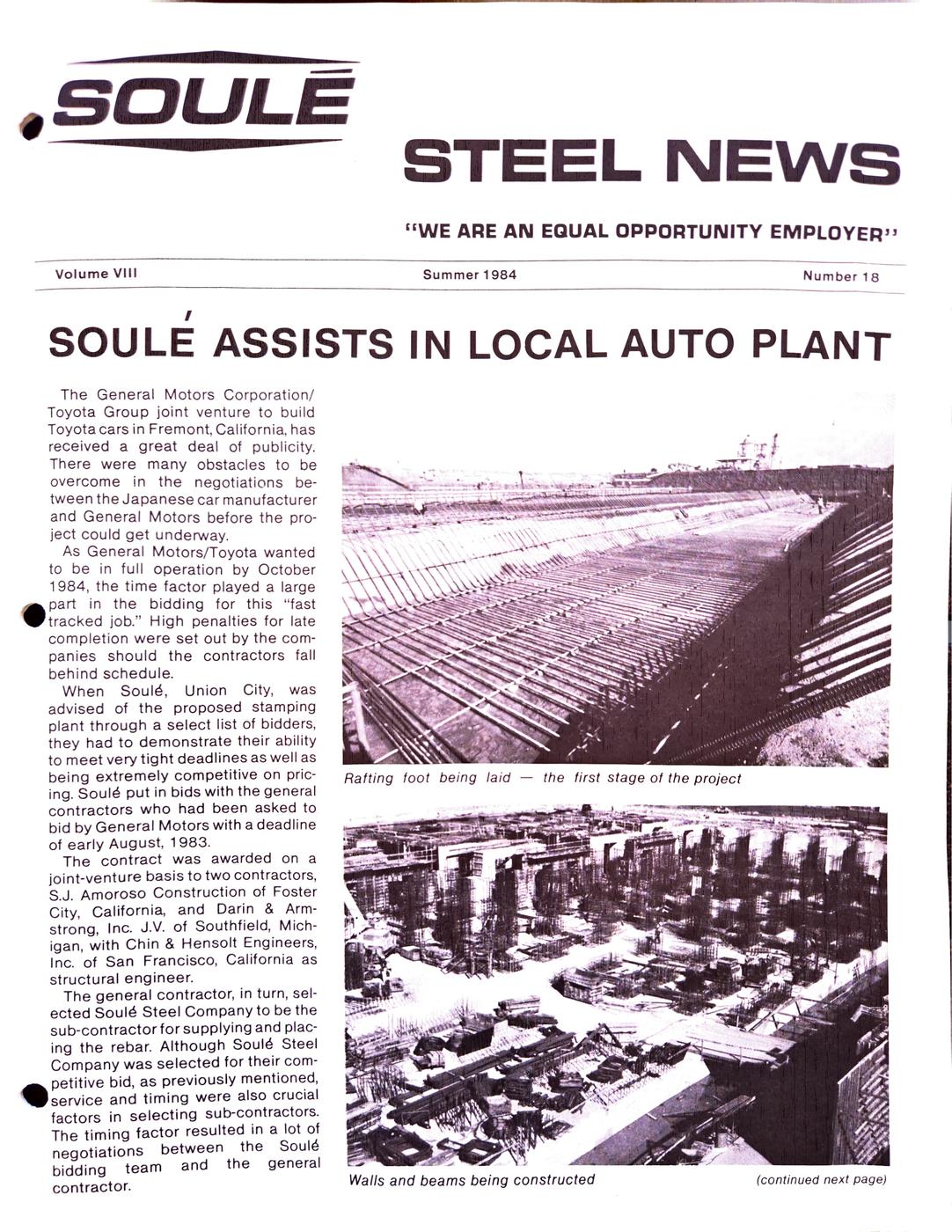 Summer 1984 newsletter, page 1