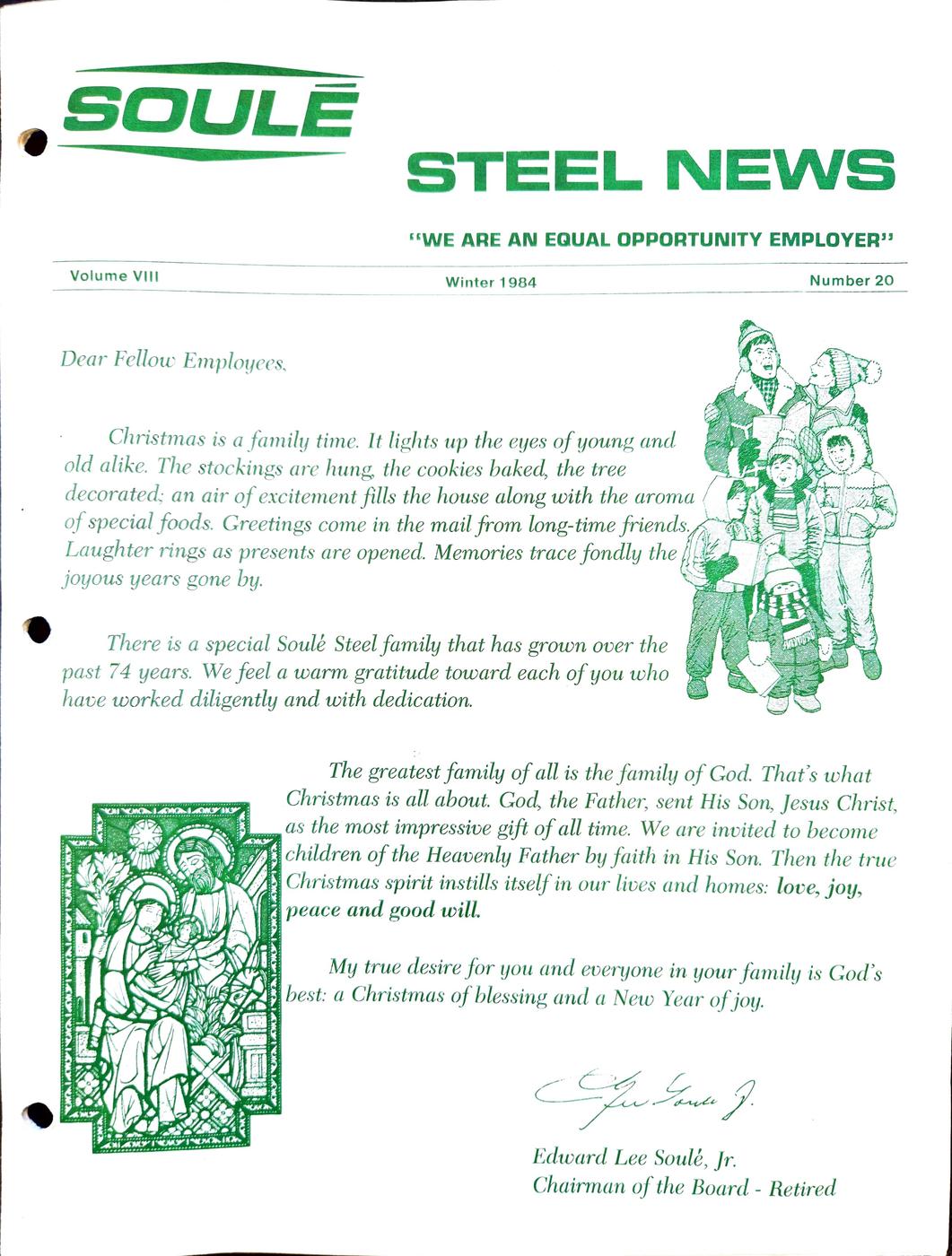 Winter 1984 newsletter, page 1