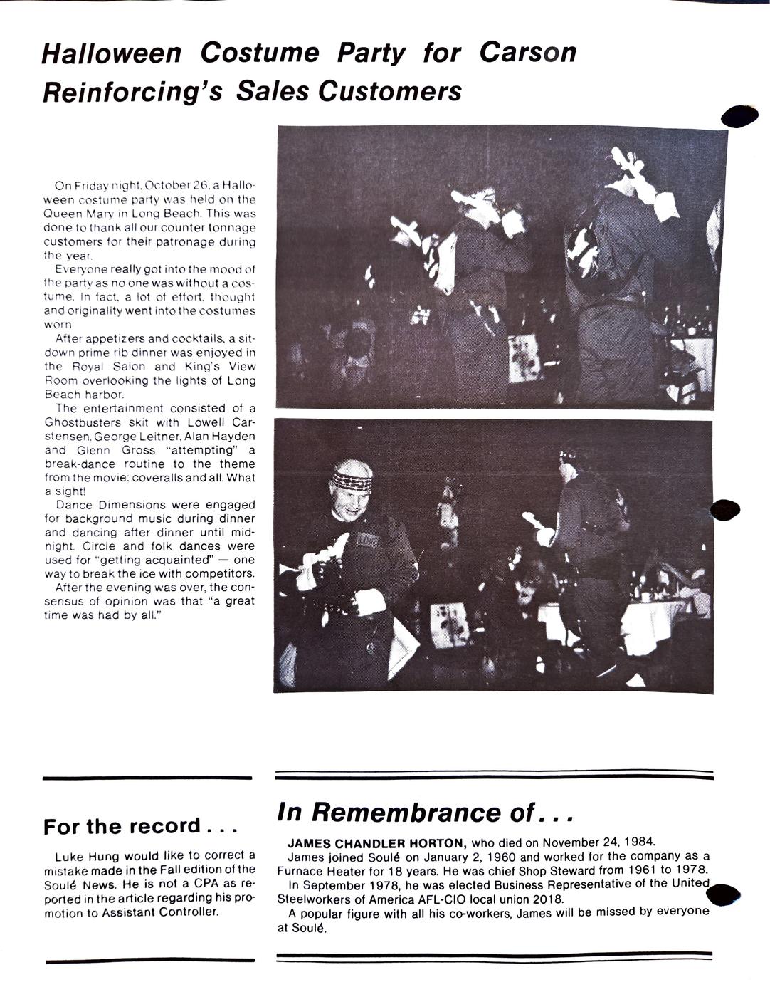 Winter 1984 newsletter, page 2