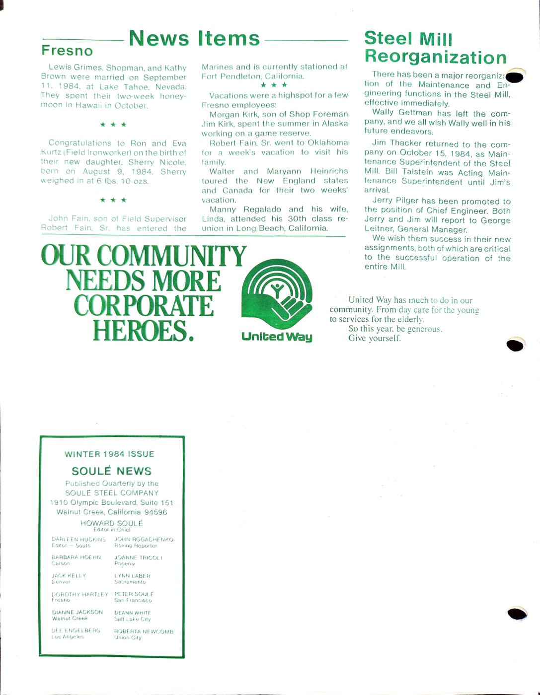 Winter 1984 newsletter, page 6